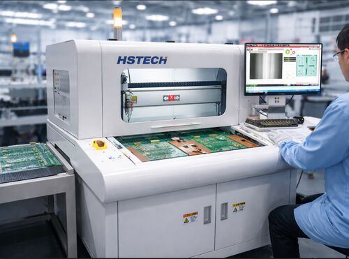 नवीनतम कंपनी ब्लॉग के बारे में हाई प्रिसिजन पीसीबी राउटर मशीन: आधुनिक एसएमटी उत्पादन लाइनों में पीसीबी डीपैनलिंग दक्षता में सुधार