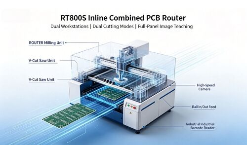 नवीनतम कंपनी ब्लॉग के बारे में New Release: RT800S Inline Combined PCB Router Depaneling Machine