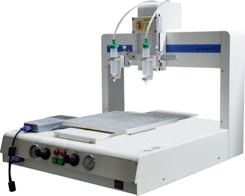 अच्छी कीमत 350W एलसीडी स्क्रीन एपॉक्सी ग्लू डिस्पेंसर ±0.02mm रिपीट एक्यूरेसी और 4 एक्सिस कंट्रोल के साथ ऑनलाइन