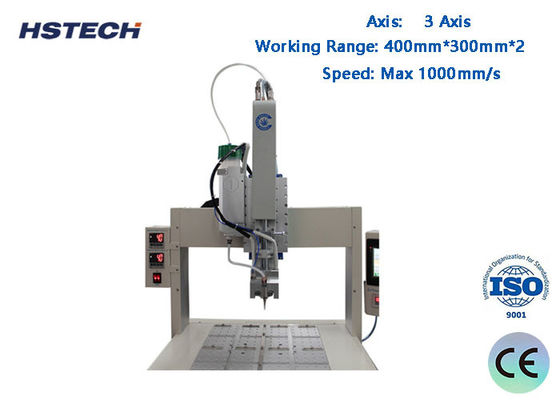 स्टेनलेस स्टील मशीन बॉडी पीसी नियंत्रण 3 अक्ष दृश्य चिपकने वाला डिस्पेंसर 1000 मिमी / सेकंड गति और 0.02 मिमी दोहराएँ सटीकता के साथ